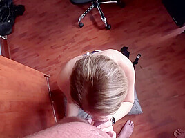 Hot Blonde Ahegao Girl Sucking And Jerking Cock For A Cum Facial
