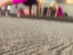 Hot blonde milf in the gym