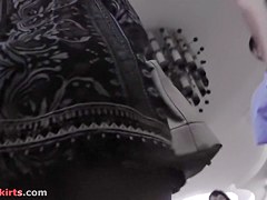 Hot gals on underground upskirt movie scene