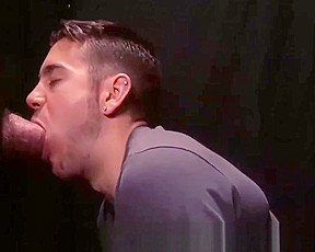 Hot glory hole blowjob and deepthroat with twink and Step daddy