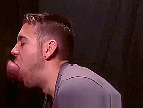Hot glory hole blowjob and deepthroat with twink and Step daddy