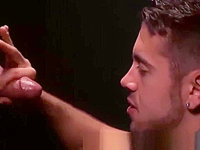 Hot glory hole blowjob and deepthroat with twink and Step daddy