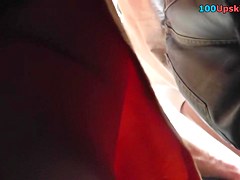 Hot string panty up red petticoat