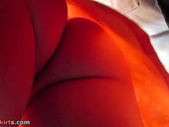 Hot string panty up red petticoat
