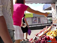 Hot upskirt pictures with brunette chick and her ass