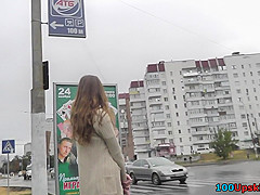 Hot upskirt porn with amateur red head girl in public