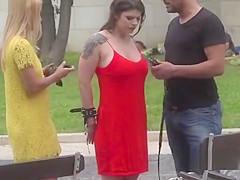 Huge tits slave fisted in public bar