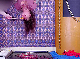 Humiliated BDSM sub suspended for bj