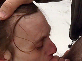 Humiliating gagging sucking and fucking in woods