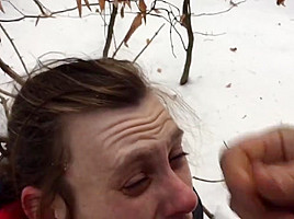 Humiliating gagging sucking and fucking in woods