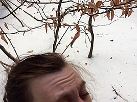 Humiliating gagging sucking and fucking in woods