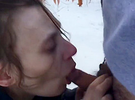 Humiliating gagging sucking and fucking in woods