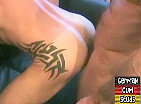 Hunky european DILF 3way breeding ass after oral sex