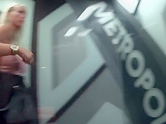 In elevator with busty woman