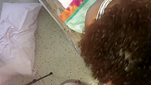 Interracial couple ebony gets a face full of cum