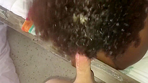 Interracial couple ebony gets a face full of cum