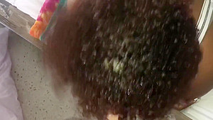 Interracial couple ebony gets a face full of cum