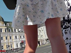 Irresistible strap panty upskirt movie scene