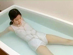 Japanese girl breath holding