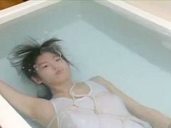 Japanese girl breath holding