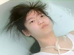Japanese girl breath holding