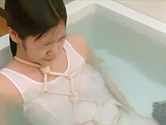 Japanese girl breath holding