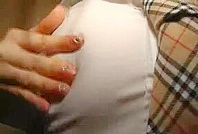 Japanese girl rubs her cunt thru her panties