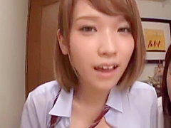 Japanese girls in smashing group sex oral display
