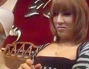 Ladyboy cums in restaurant