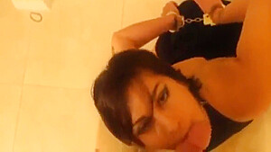 Latina With A Handcuffed Blowjob