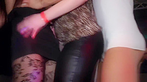 Lesbian amateur at euro orgy party fingering pussy
