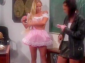 Lesbian tutor eating cunt on teachers desk