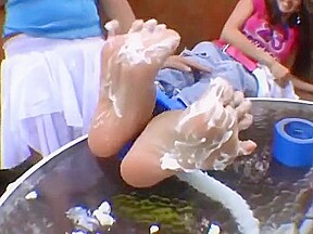 Lexis dirty feet get tape tied, creamed and licked
