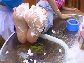 Lexis dirty feet get tape tied, creamed and licked