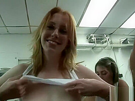 Lovely babes enjoy exposing their tatas