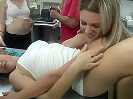 Lovely babes enjoy exposing their tatas
