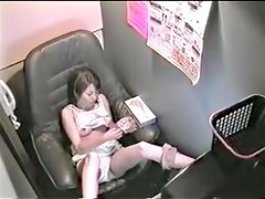 Lustful Japanese girl masturbation in the video room