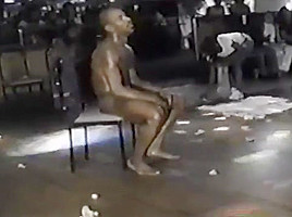 Male stripper showing cock to ladies