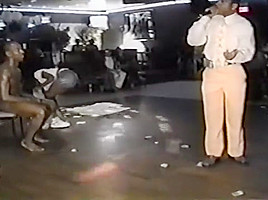 Male stripper showing cock to ladies