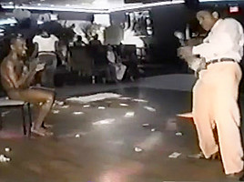 Male stripper showing cock to ladies