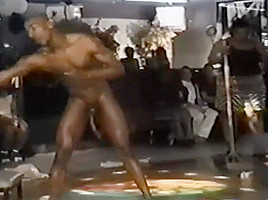 Male stripper showing cock to ladies