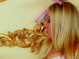 Massive Knockers On A Good Looking Blonde Getting Poked By A Guy On The Bed