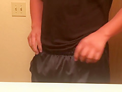 Masturbating in the bathroom before bed