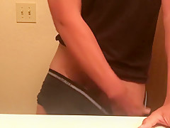 Masturbating in the bathroom before bed