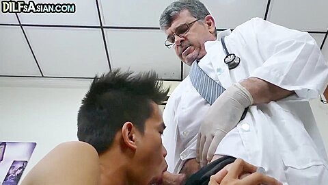 Mature gay doctor tickles and fucks skinny Asian twink