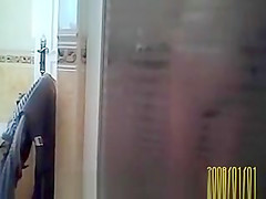Mature wife getting out of shower