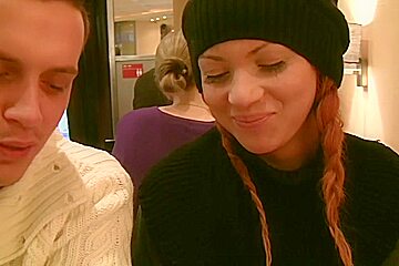 Mayola in scene with a horny couple having sex in restroom
