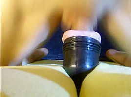 Me fucking a fleshlight accidentally cumming