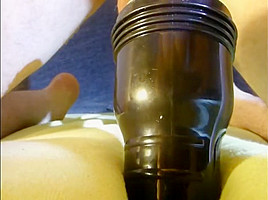 Me fucking a fleshlight accidentally cumming