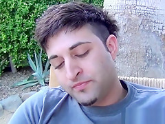 Michael Dora pulls his fat cock out and gets messy outdoors